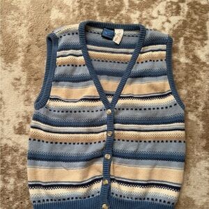 Blue and Cream Striped Women's Vest
